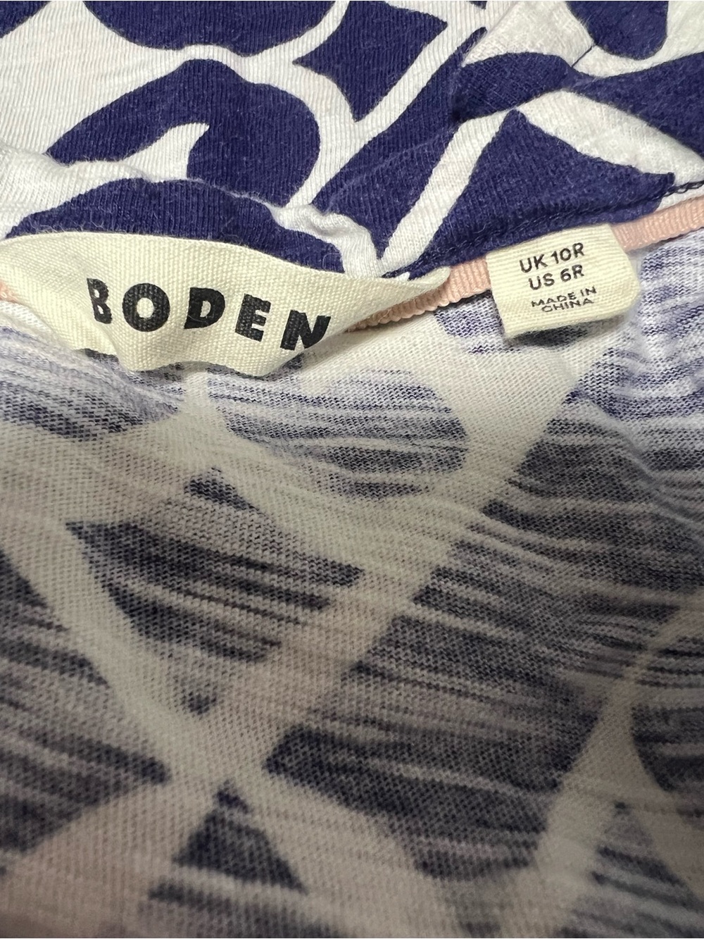 Boden Blue White Geometric Fit & Flare Cotton Dress US 6 - Picture 5 of 5